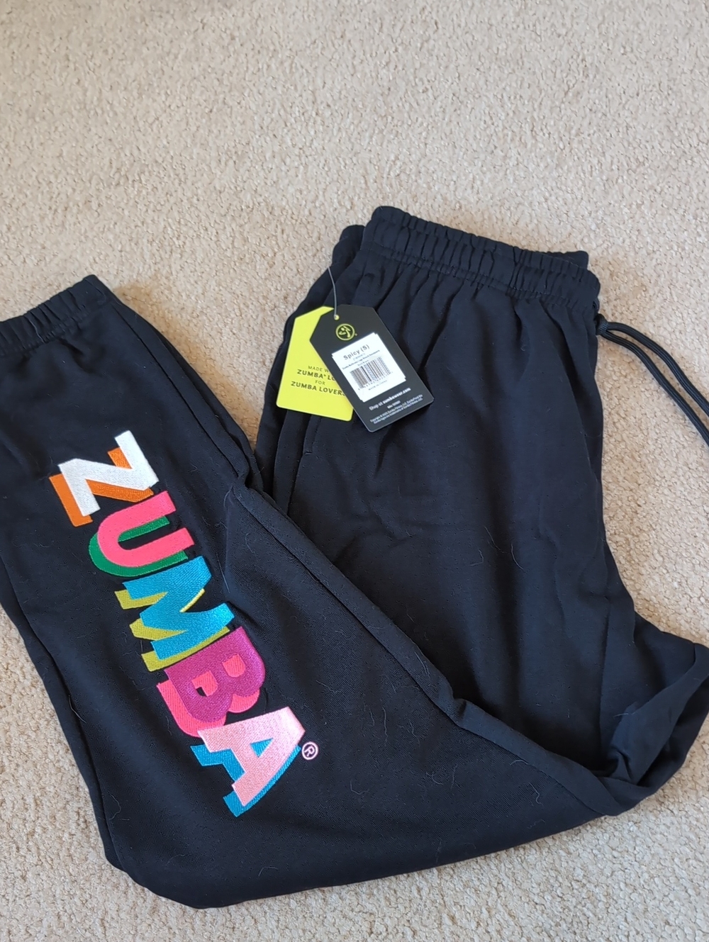 Zumba Fitness Black Sweatpants with Colorful ZUMBA Lettering